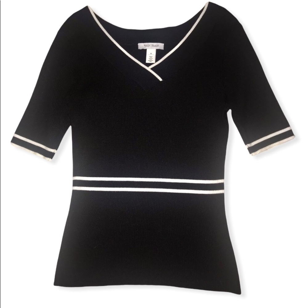 White House Black Market Black Ribbed Pullover Sweater (M)